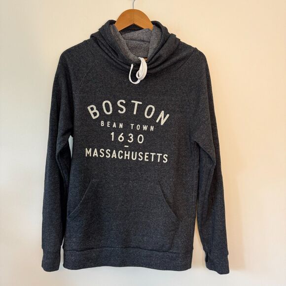 Tops - Boston 'Beantown' Hoodie Men Women Grey Size Small
